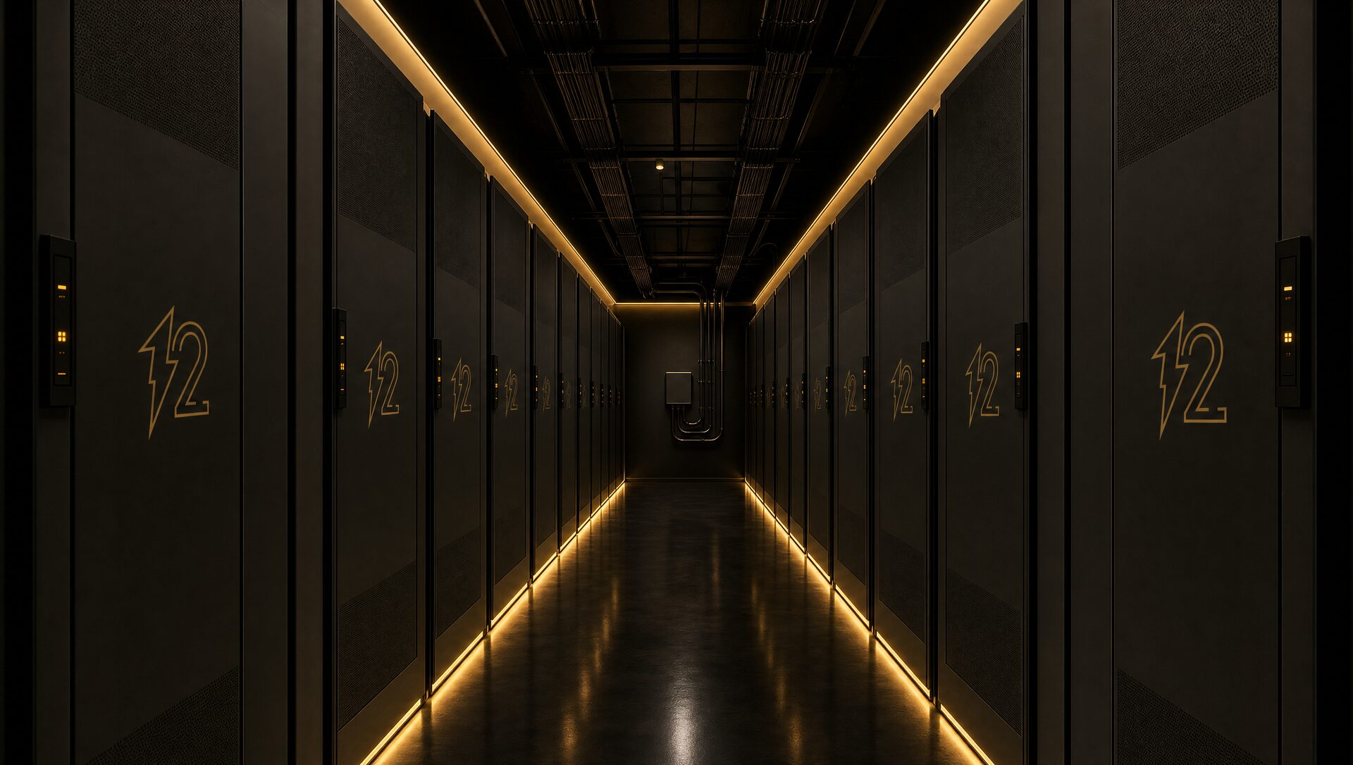 Concept of a battery room: storage cabinets in rows