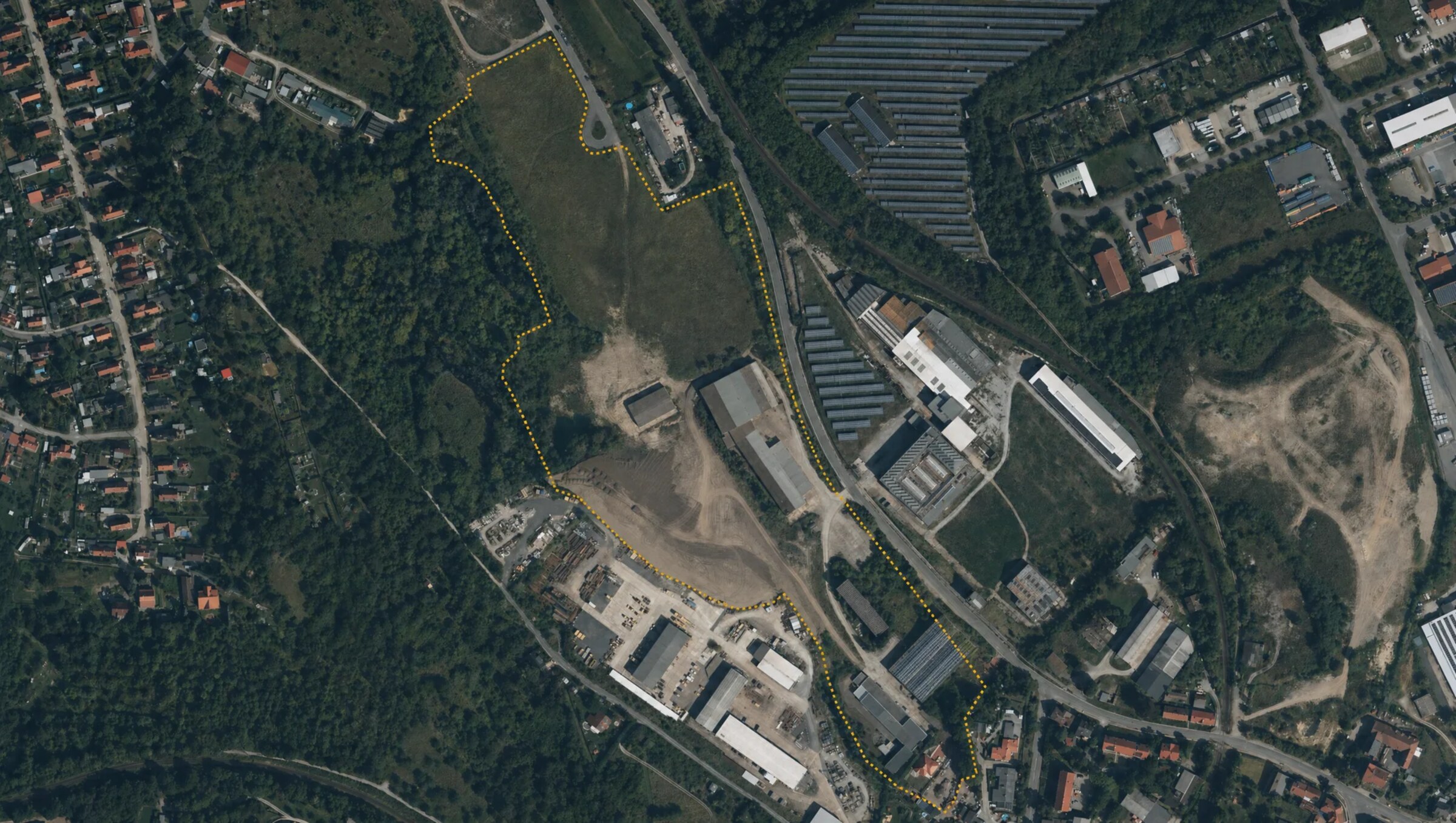 Aerial view of the Blankenburg site with its official parcel outline